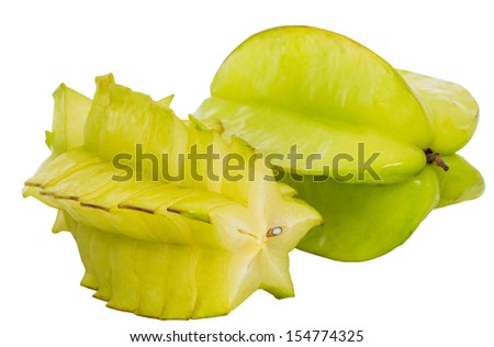 Starfruit or Carambola over white background