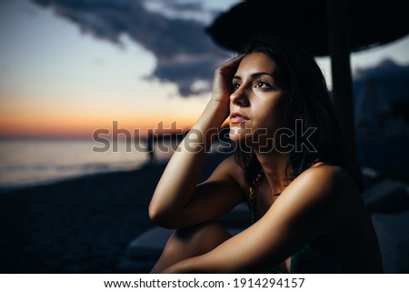 Similar – Image, Stock Photo Woman gazing into the distance