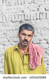 Staring Poor Farmer In A Village Looks So Worried Or Sad 