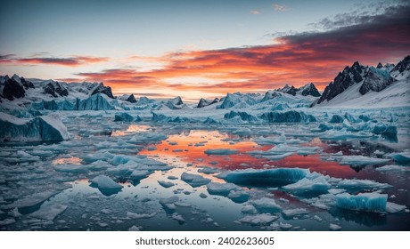 A stark image of a melting ice cap with its jagged edges contrasting sharply. Reminder of the impact of climate change on our planet.