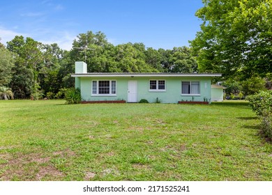 Starke, Florida USA - June 25, 2022: One story home with a large front yard