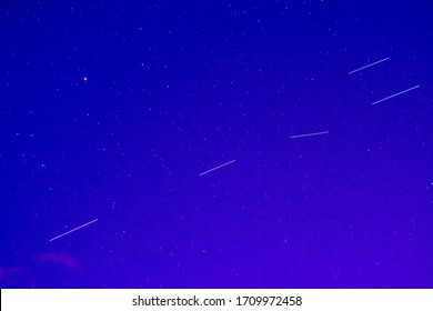 Starlink Stellites In The April Night Sky.