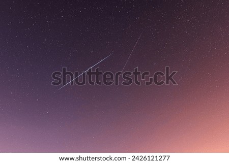 Starlink train on the night sky, beautiful astro photography. Czechia