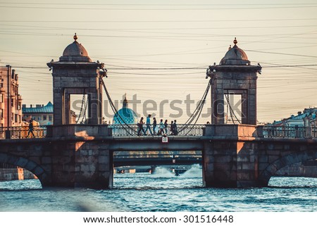 Staro-Kalinkin Bridge on Fontanka river in Saint Petersburg, Russia