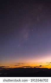 Starry Colorful Sky With Early Morning Light.