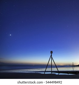 Starry Night Above The Beach In Bognor Regis, West Sussex, UK