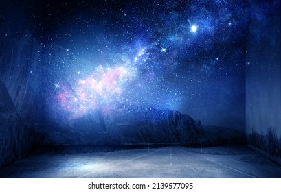 Starry night image . Mixed media