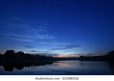 Starry Night Landscape Near The Lake