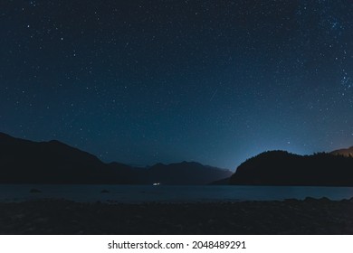 Starry Night Sky Astronomy Photography City Light Pollution Valley Silent Midnight Stars Blue Furry Creek Vancouver	
