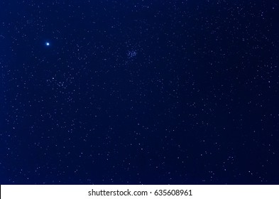 Starry Night Sky With Clouds Fully With The Star