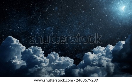 Similar – Image, Stock Photo Full moon with starry sky above the Vogelsang Star Observatory in the International Star Park Eifel National Park, Germany