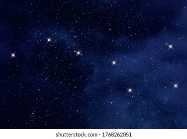 Starry night sky with Ursa Major constellation or the Great Bear and the Big Dipper constellation
