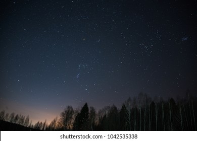 starry sky and the constellation of the Orion belt