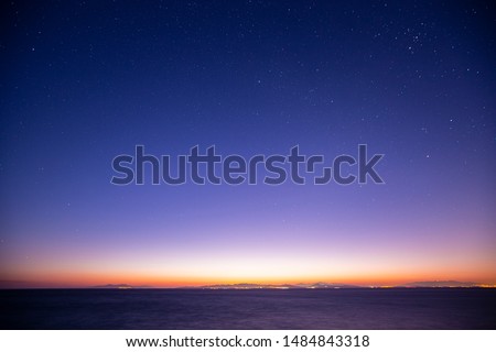 Starry sky with early morning light. 