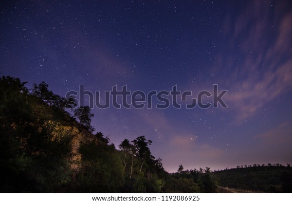 starry sky with mountain\
in the night