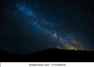 Starry sky, space. Milky Way, starry constellation. Landscape and saver, Astrophotography