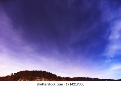 Stars  Arcturus And Spica In The Foggy Night.