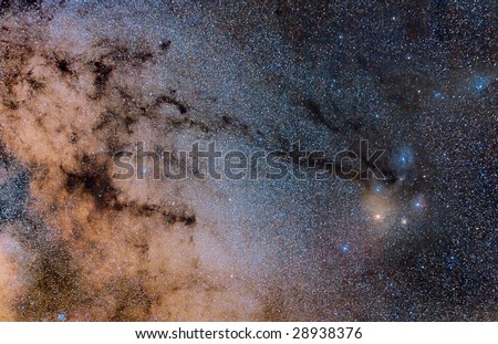 Stars field and nebulae in Sagittarius and Rho Ophiuchus