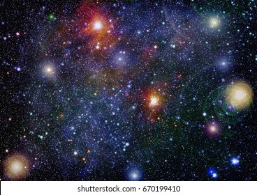 Stars And Galaxies In Outer Space Showing The Beauty Of Space Exploration. Elements Furnished By NASA