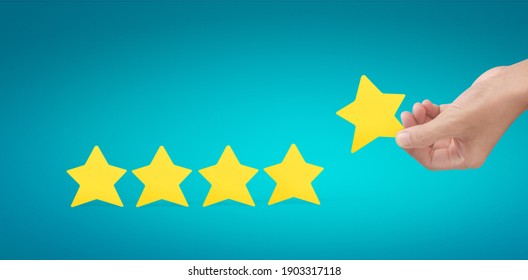 Stars In Hand . Increase Rating Evaluation And Classification Concept