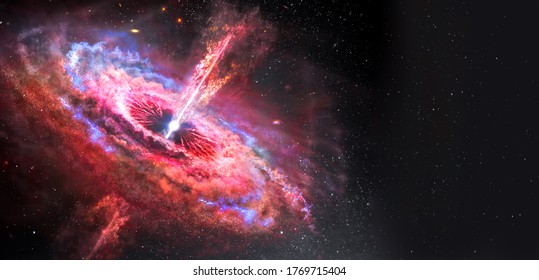 Stars and material falls into a black hole. Abstract space wallpaper. Black hole with nebula over colorful stars and cloud fields in outer space. Elements of this image furnished by NASA. - Shutterstock ID 1769715404