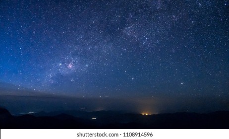 The stars and the Milky Way in the night sky are very beautiful. - Shutterstock ID 1108914596