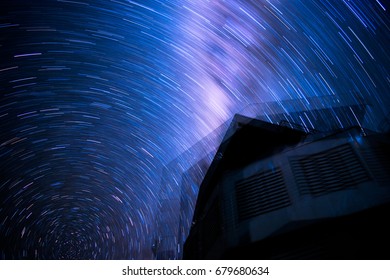 Stars And Milky Way Over Clay Magellan Telescope At Night