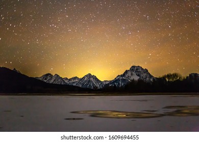 Stars Over Mount Moran Grand Teton National Park In Winter