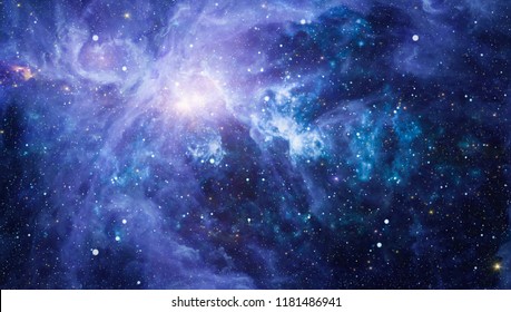 Stars of a planet and galaxy in a free space. Elements of this image furnished by NASA .