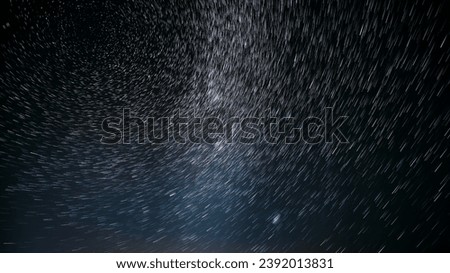 Stars Rotate Of Sky Background. Night Starry Sky Stars And Meteoric Track Trails. Spin Trails Of Stars. Large Exposure. Spin Of Stars , , .
