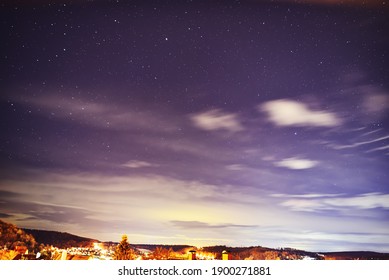 Stars Spica And Arcturus  In The Foggy Night.