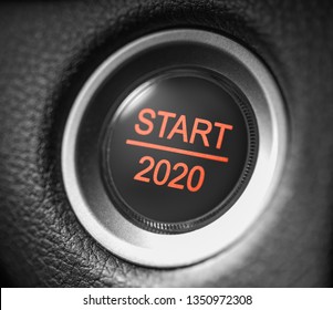 Start 2020 New Year Car Engine Red Button