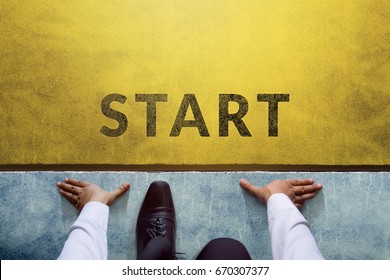 Start background, Top view of Businessman on Start line, Business Challenge or do something new - Shutterstock ID 670307377