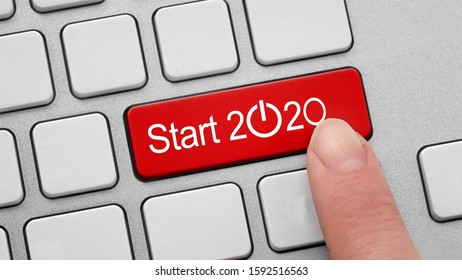 Start Button. Happy New Year 2020