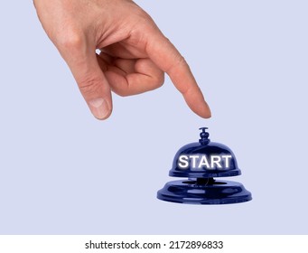START button. Pressing begin, startup ring concept. High quality photo