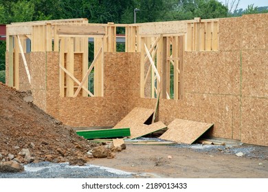 Start Of Construction Of A Plywood House New Wall Material Framework Structure View Build Build Site