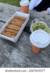 start the day with eclairs and coffee
