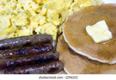 Pancakes Scrambled Egg Sausage Stock Photos Images Photography Shutterstock