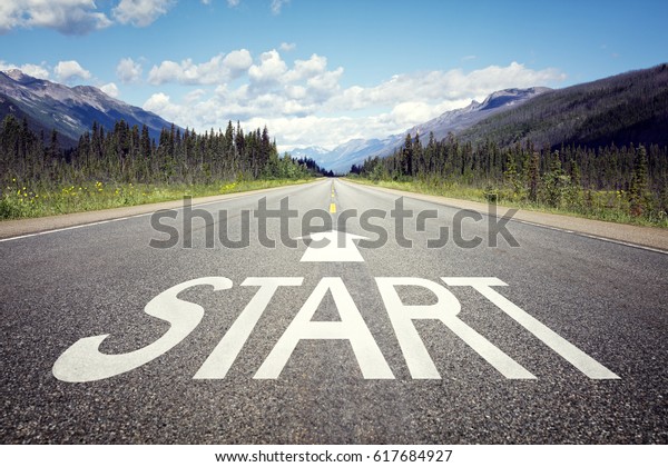 Start\
line on the highway concept for business planning, strategy and\
challenge or career path, opportunity and\
change