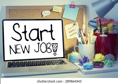 Start New Job / Business Phrase Note About Employment In Office Interior