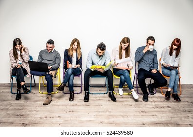 Start Up People Sitting In A Row