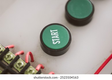 Start push button, Start button with green for electrical installation control, Just push the button