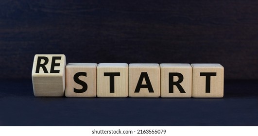 Start Restart Symbol Turned Wooden Cubes Stock Photo 2163555079 ...