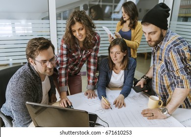 Start Up Team Of Freelancers In The Office Planning - Shutterstock ID 671610253