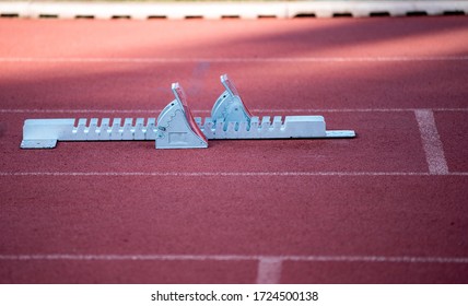 Starter Block On Red Running Track