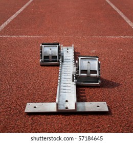 Starting Block On Race Track