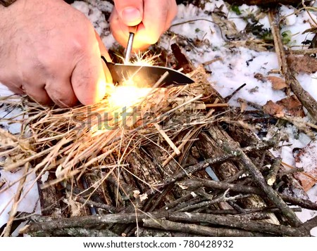 Starting fire with firestarter