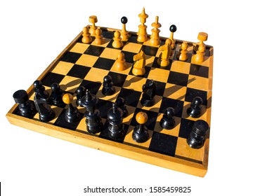 Starting Moves Of Sicilian Defence From The Perspective Of Black Player, Chess Board Isolated On White Background