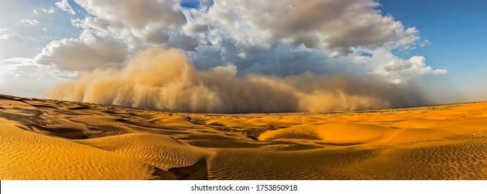 Starting sand storm in desert of high altiude with cumulonimbus rain louds. - Powered by Shutterstock