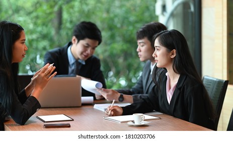 Startup Business Concept, Business People Meeting On Long Table.